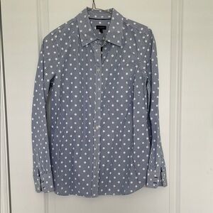 Talbots Blue and White Polka Dot Button Down Shirt